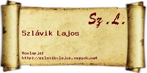 Szlávik Lajos névjegykártya